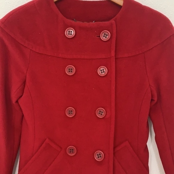 BCBGMaxazria Red Wool Double Breasted Peacoat Size XS/0 - Picture 2 of 10